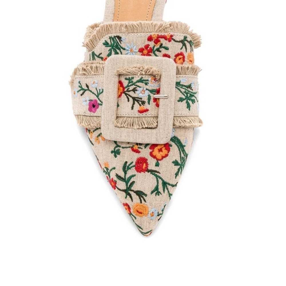 Schutz Maiara Floral Linen Mules Slides 5.5 NWT - Picture 4 of 5